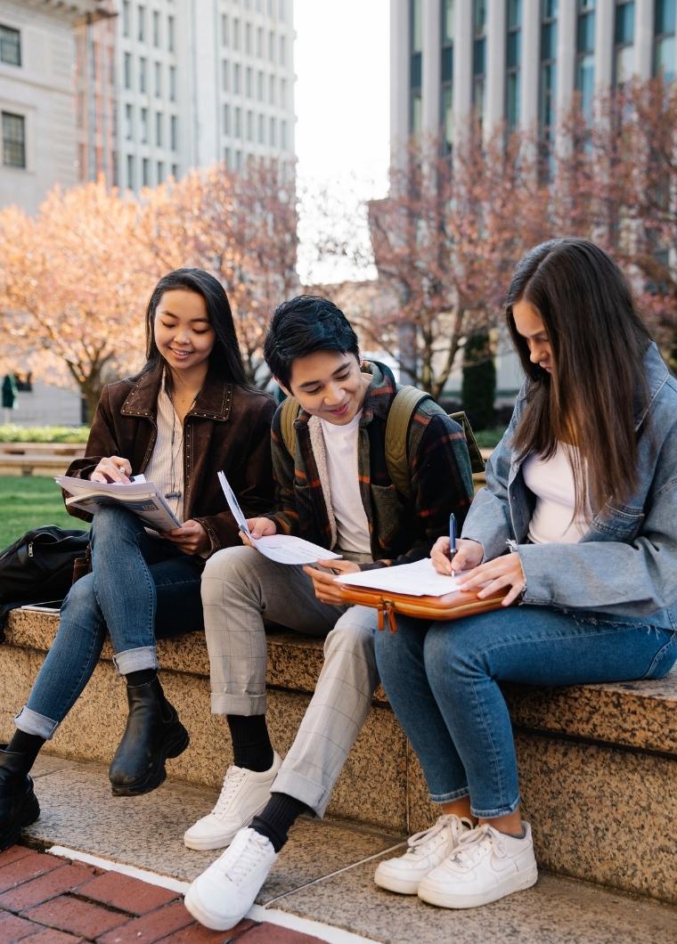 Students group studying